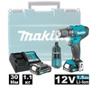Аккум. дрель-шуруповерт MAKITA DF 333 DWAE в чем. + набор бит (12.0 В, 2 акк., 2.0 А/ч Li-Ion, 2 скор., 30 Нм, шурупы до 8 мм)